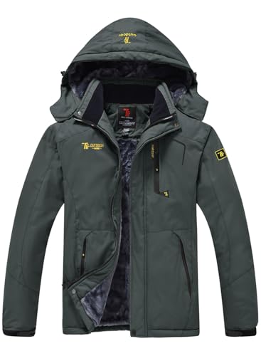 YSENTO Herren Wasserdicht Skijacke Atmungsaktiv Fleece-Futter Winterjacke Warm Funktionsjacke Outdoor Wanderjacke(Grau,XL)