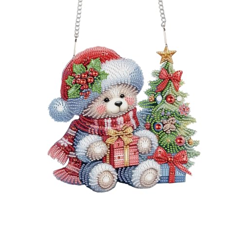 Kit peinture diamant 5D Noël TDFERAN 12x20 cm panneau à suspendre pour fenêtre