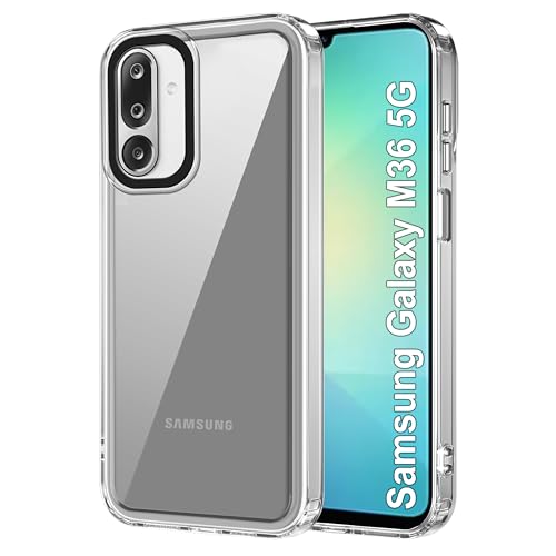 Image of amazon basics Back Case Cover for Samsung Galaxy M36 5G | Compatible for Samsung Galaxy M36 5G Back Cover | Case Cover with Camera Protection | (TPU + PC | Transparent)