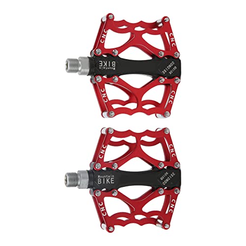 Mountain Bike Pedals Aluminum Alloy High Speed Bearing Lightweight Non Slip Bike Flat Pedals Red Pair3