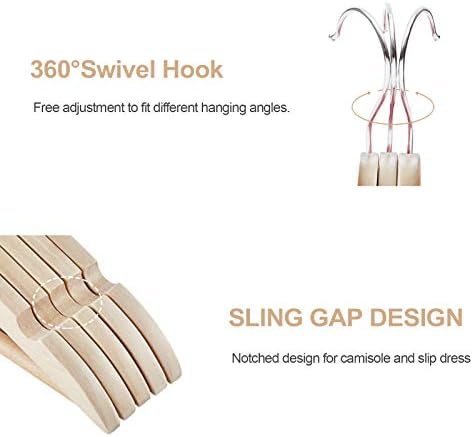 Home Love Clothes Hangers, 30 Pack Wooden Coat Hangers with Pants Bar Smooth Finish Solid Wooden Hangers (Natural, 30)