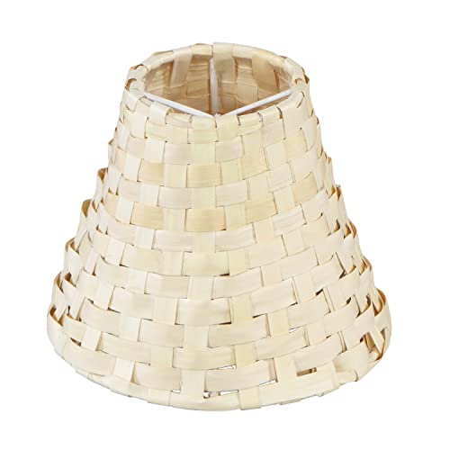Image of Aspen Creative 51002 Empire Clip On Chandelier Natural Palm Leaf Lamp Shade, 3 inch Top X 6 inch Bottom X 4 3 /4 inch Slant Height