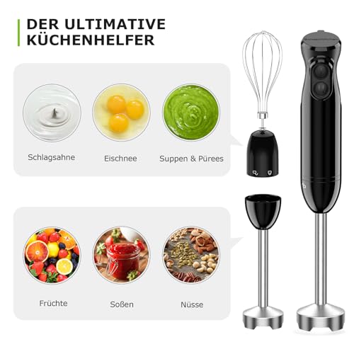 Foto von Bonsenkitchen 3 in 1 Elektrischer Stabmixer, 1000W Pürierstab