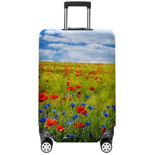 Travel Luggage Cover Suitcase Protector Scratch-Resistant Fit Not Included Suitcase Red Flowers M-22-24in