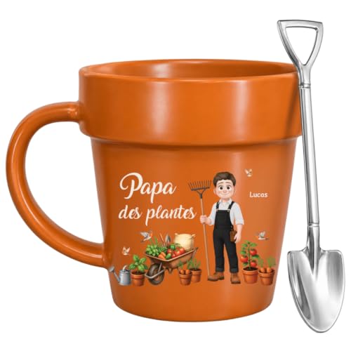Cadeau Plus Mug Personnalisé - Homme Femme Des Plants Amoureuse Du Jardin - Tasse pot de fleur personnalisée, Mug fleurs, Cadeau jardinage, Tasse personnalisable (Homme)