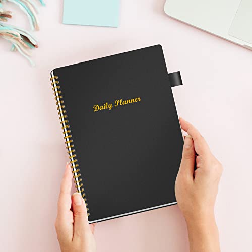 Daily Planner Undated, To Do List Notebook with Hourly Schedule Calendars Meal, Spiral Appointment Organizers Notebook for Man/Women, Pocket, Pen Loop, 160 Pages (5.5x8.5")