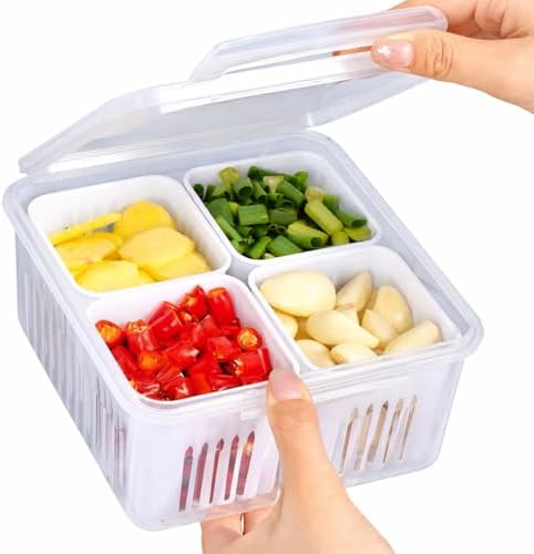 Organizador de Geladeira com Tampa e Divisórias I Porta Alimentos...