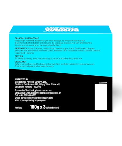 Bombay Shaving Company Charcoal Massage Soap100g | Pack of 3 - Image 3