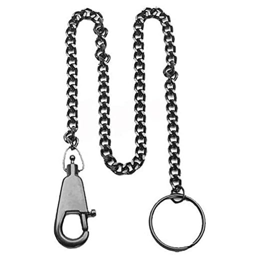 CHAINE PORTE CLE PORTEFEUILLE COUTEAU LAMPE AVEC MOUSQUETON ET ANNEAU 44 CM METAL NOIR MILTEC 15450002 AIRSOFT