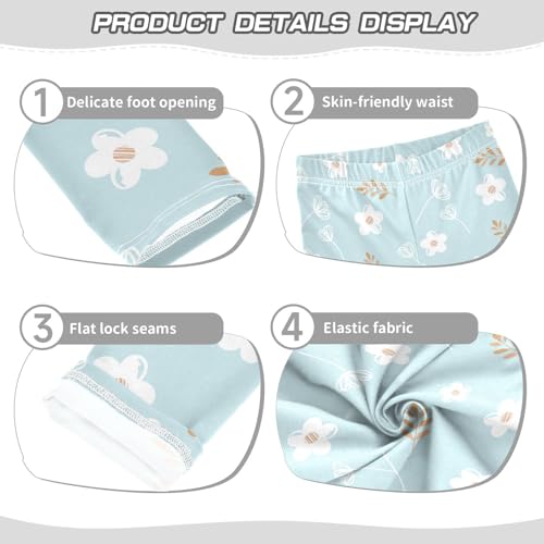 Daisy Flower Gold Branches Girls Leggings,Workout Leggings for Girls Toddler Athletic Leggings Size for 3-10T3