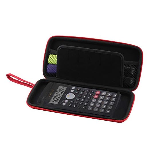 Navitech Röd Grafisk Miniräknare Hårt fodral/Skal med Förvaringsficka Kompatibel med Texas Instruments TI 82