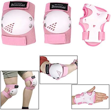 Kids/Youth Knee Pad Elbow Pads Guards Protective Gear Set for Rollerblade Roller Skates Cycling BMX Bike Skateboard Inline Skatings Scooter Riding Sports, Wrist Guards Toddler for Multi-sports Outdoor Activities: Rollerblading, Skating, Volleyball, Football (White/Pink, M) 2 41IrbKTv80L. AC