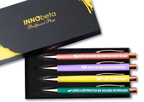 InnoBeta Golden Retriever Gifts - Dog Mom Gifts for Women, Ballpoint Pen Set of 4 - Golden Retriever Mom