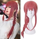 JoneTing Long Pink Braided Wig【+Hair Cap】 Pink Anime Wig for Cosplay Women Long Braid Pinky Wigs with Bangs Pinky Pigtail Wig for Halloween Chrismas Costume