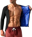 DYUAI Men Sauna Long Sleeve with Zipper Sauna Suit Hot Sweat Shirt Jacket Sauna Polymer Workout Top(