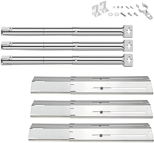 Denmay Universal Stainless Steel Adjustable Grill Burners & Heat Plates Flame Distributor Replacement Parts for Landanm, Brinkmann 3 Burner and Other Most Grill Models, 3Pack