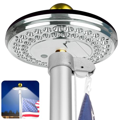Solar Flag Pole Light 60 LEDs, Super Bright Solar Powered Flag Light for Most Residential House Garden In-Ground Flag Poles Outdoor Dusk to Dawn Last Up to 12 Hrs, IP65 Waterproof Auto On/Off(Black)