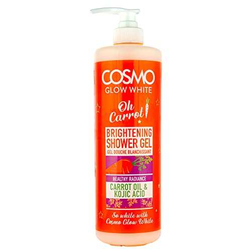 Cosmo Glow White Brightening Shower Gel 1000ml | Carrot Oil & Kojic Acid | Healthy Radiance | Help Reduce the Appearance of Brown Spots | Gently Cleanses