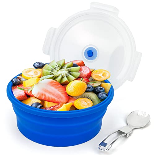 Lunbengo 1200ml Large Collapsible Lunch Bowl, Silicone Food...