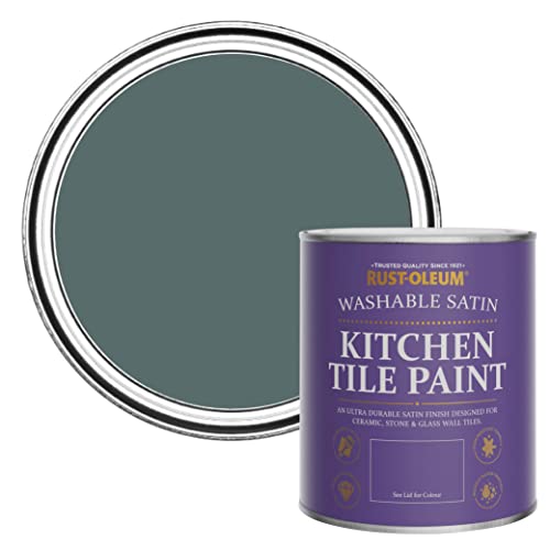 Rust-Oleum Green water resistant Kitchen Tile Paint in Satin Finish - Deep Sea 750ml