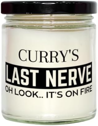 Curry Candle Gifts, Curry's Last Nerve Candle, Funny Curry Birthday Christmas Graduation Gifts for Curry Name Custom Gifts for Men Women Soy Candle, Vanilla Scented Sarcasm Present for Curry