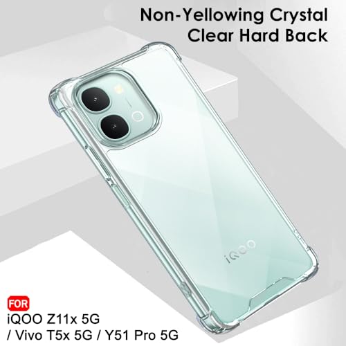 Image of TheGiftKart Crystal Clear Back Cover Case for iQOO Z11x 5G / Vivo T5x 5G / Vivo Y51 Pro 5G | 360 Degree Protection | Shock Proof Design | Transparent Hard Case Cover (PC & TPU, Transparent Bumper)