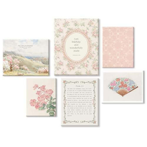 Image of Christian Nursery Wall Art Bible Verse Canvas Wall Decor Girl Floral Wall Art Aesthetic Scripture Pictures Jesus Religious Posters Pink Flower Prints Vintage Artwork for Bedroom 8x10x6 Inch Framed