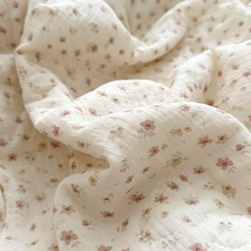 Image of BuLuTu Cotton Muslin Toddler Quilt Blanket for Girls Boys Cute Pink Floral Toddler Quilts Soft Lightweight Crib Blankets Children Bed Blankets, Machine Washable, 47x59 Inches