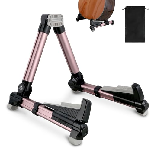 EASTROCK Guitar Stand Professional Portable Black Tripod Adjustable A Fame Acoustic Guitar Stand Multiple Guitars for Acoustic Guitar Electric Guitar Bass (Alloy 1 pack pink)
