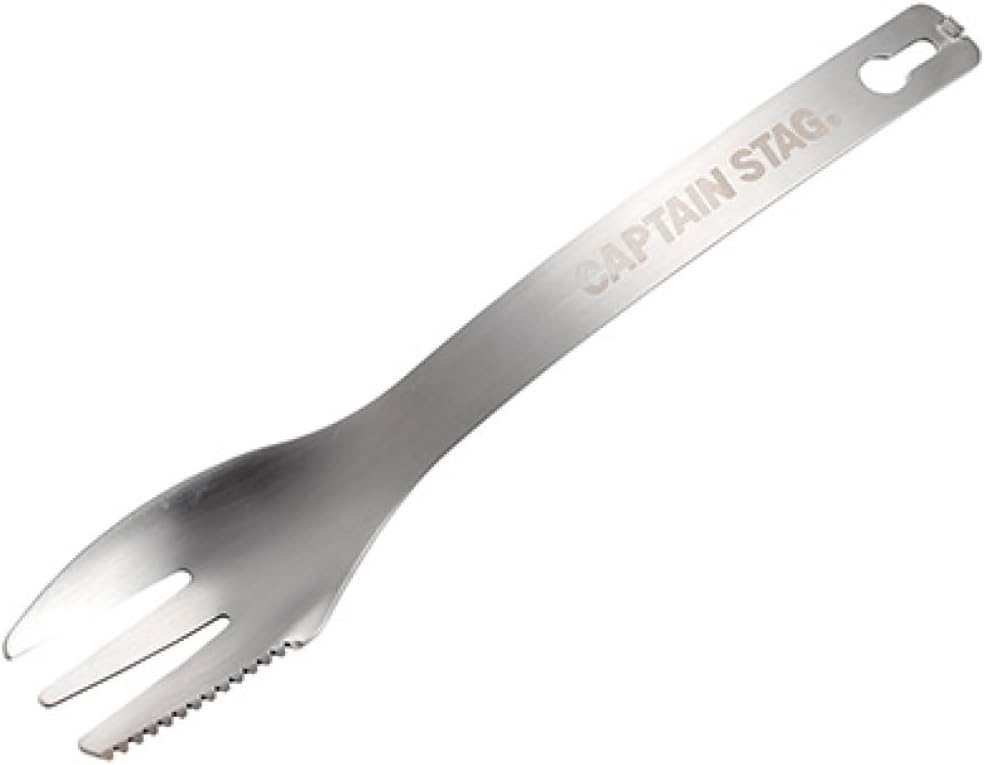Captain Stag UG-3268 Spoon Fork Knife Tongs Solo Cutlery Tongs Multifunctional Cutlery Length 7.5 inches (19 cm) Stainless Steel Storage Bag Included