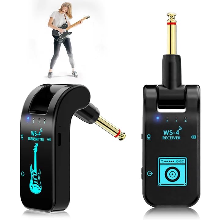 CAVIGLTE Sistema Recargable Inalambrico para Guitarra, 8 Canales Receptor Transmisor de Guitarra de...
