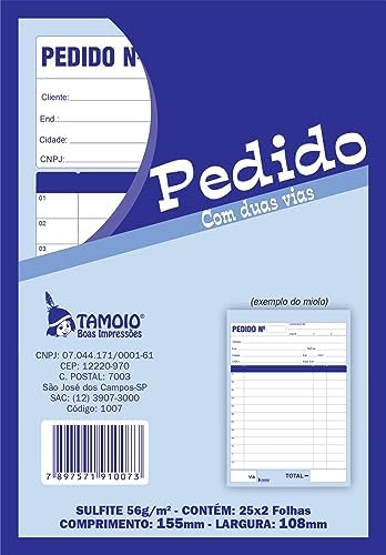Pedido 1/36 Pequeno 2vias 25x02 Folhas - Pacote C/5 Blocos