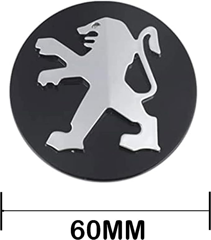 BIHOOA 4pcs Car Hub Caps, For Peugeot 308 408 3008 307 206, 60MM Wheel Center Cover Car Emblem