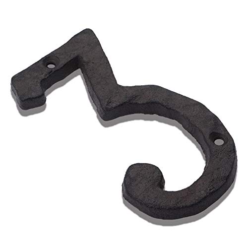6 Inch House Numbers, Cast Iron Metal Home Address Number, Heavy Duty & Sturdy, Unique Hammered Look, Number 3 - Thumbnail 6