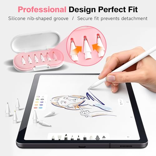 Image of 2026 Upgraded 6 Pack Apple Pencil Tips Replacement Accessories for Apple Pencil Pro /1st Gen /2nd Gen /USB-C, Apple Pen Writing Tips, Metal Drawing Tips (Pink)