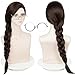 Probeauty Dark Brown Braid Wig with Glasses for Women, Long Braided Cosplay Hair Wig for Halloween Costume Party