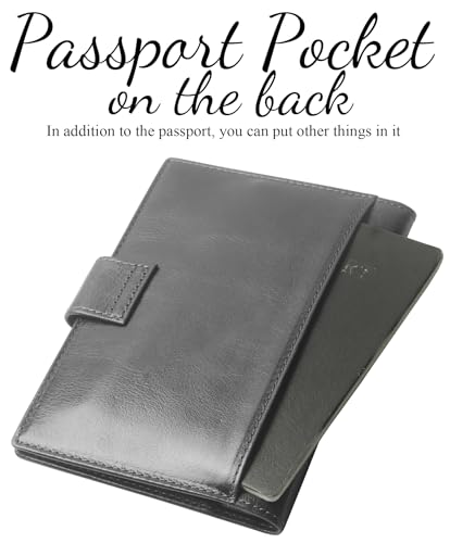 Image of Genuine Leather Passport Case, RFID Passport Cover with Credit Card Holder for Women and Men Family ID Travel