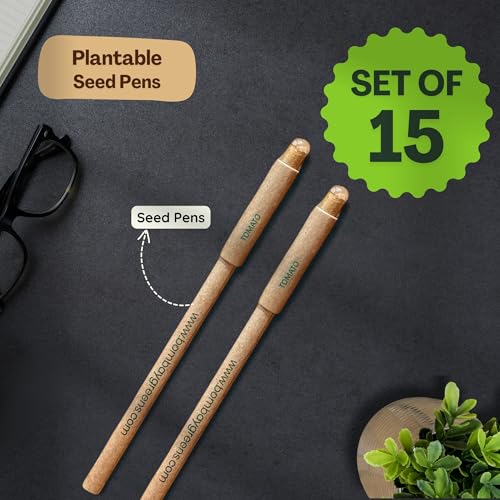 Image of Bombay Greens - 15 Plantable Seed Pens - Bio degradable Eco-Friendly Stationery for Corporate Gifting | Sustainable Gifts with Seeds - Pack of 15