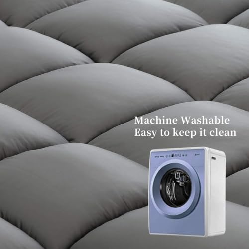 Image of COONP Super Queen Mattress Topper, Extra Thick Pillowtop, Cooling Plush Mattress Pad Cover Bed Topper Protector with 8-21 Inch Deep Pocket (Grey, Super Queen)