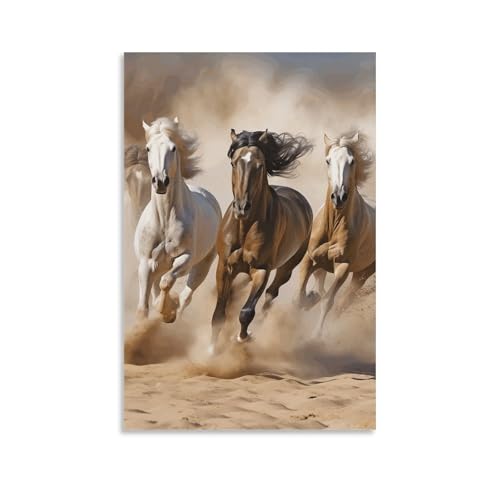 Trois chevaux qui courent grande toile murale pour habiller un mur vide