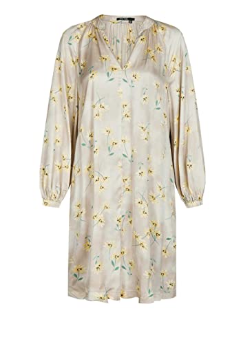 Marc Aurel Kleid Langarm Flower-Print Viskose beige Größe 36
