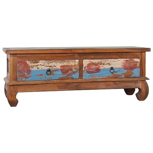 Cinyiqo Mueble para TV de Madera reciclada de Teca 110x35x40 cm, Mueble TV, Mueble Salon Moderno, Mueble para TV, Mueble Comedor, Mesa TV, Mueble Television 289059