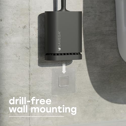 Black Toilet Brush Silicone – Hygienic Silicone Toilet Brush with Holder for Wall Mounting – Fast-Drying & Antibacterial (1-Pack)