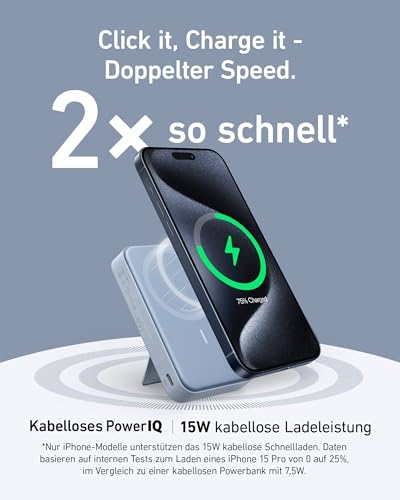Anker MagGo magnetische Powerbank 10000mAh Qi2 15W mit Halterung – Ansicht 2