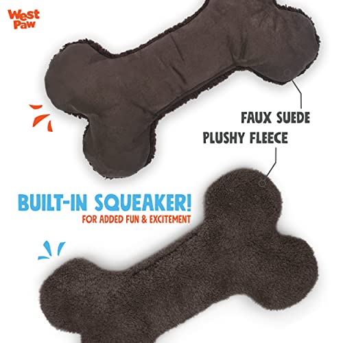 West Paw Big Sky Bone Squeaky Plush Dog Toy – Soft Toys For Dogs, Puppies – Machine Wash, Durable Fabric – Moderate Pet Play Toys – Chocolate, Jumbo #TOP3