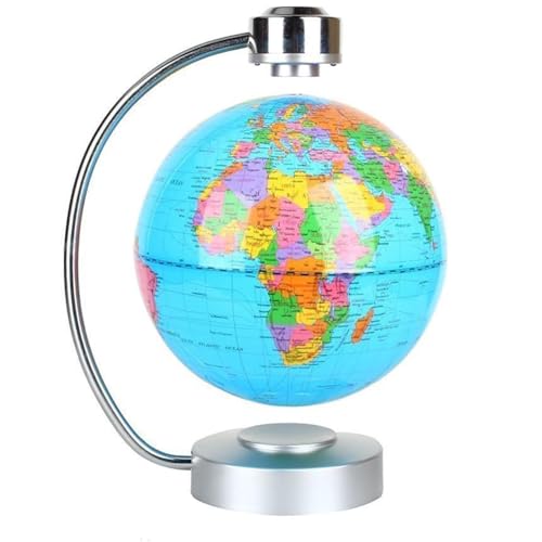NHSUNRAY - Globo flotante de levitación magnética de 8 pulgadas, bola giratoria de levitación LED, mapa del mundo iluminado para escritorio, oficina, decoración del hogar (azul marino)