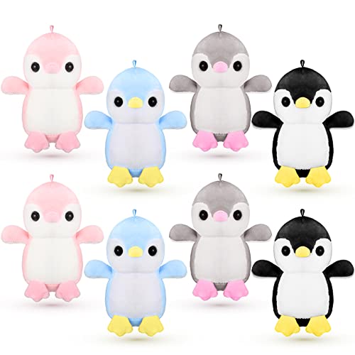 8 Pieces Mini Penguin Plush Toys 4.3 Inch Animal Stuffed Penguin Toys DIY Keychain Accessories Penguin Decorations for Birthday Baby Shower Xmas Wedding Party Favors, 4 Colors