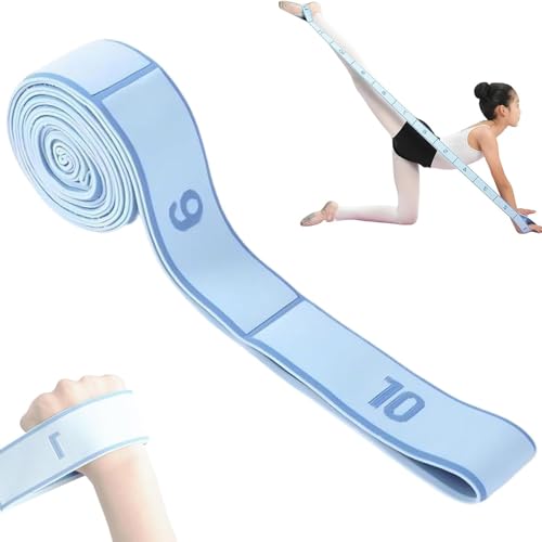 Banda de resistencia numerada, banda de resistencia de fitness para estiramiento y yoga, correa elástica de 8 a 12 bucles con marcas claras para pilates, baile y rehabilitación, equipo ajustable de