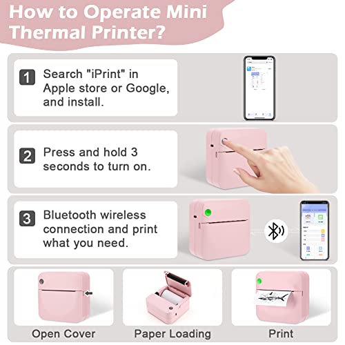 icyant Mini Pocket Printer, Draadloze BT Thermische Printer Receipt Papier Printer Pocket Fotoprinter Stickerprinter… - Image 7