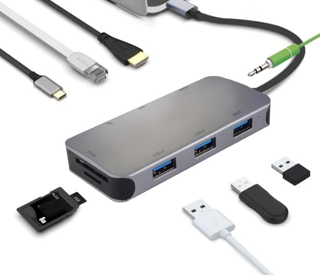 9 in 1 Mini Hub Adapter Hub Multi-Port USB Hub